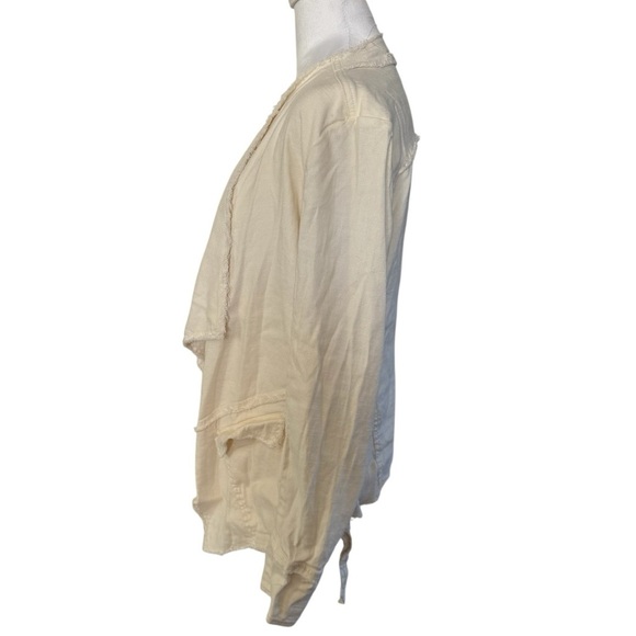 Free People Rae Femme Linen Jacket Ivory Raw Edge Size S - Picture 8 of 12